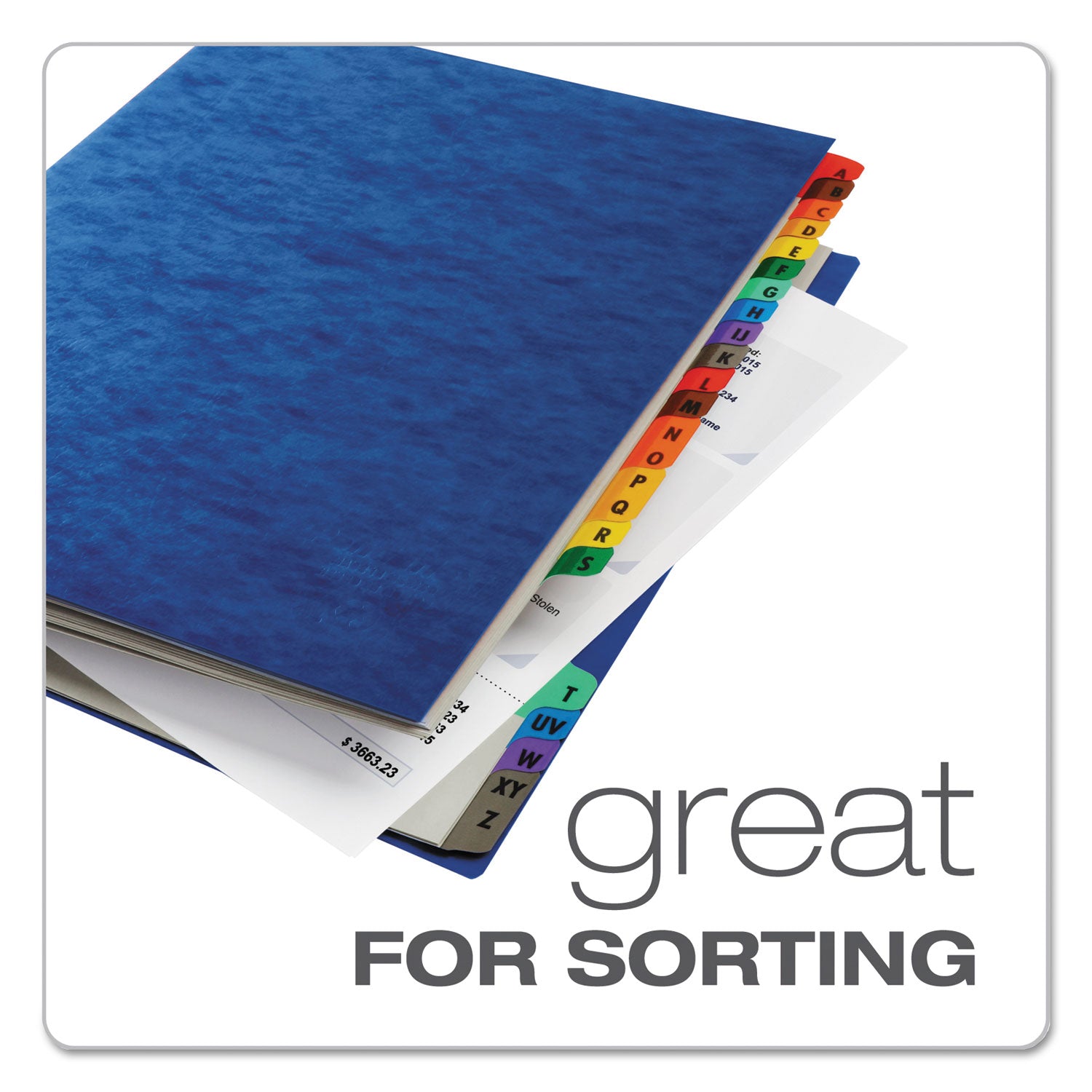Expanding Desk File, 23 Dividers, Alpha Index, Letter Size, Blue Cover - 
