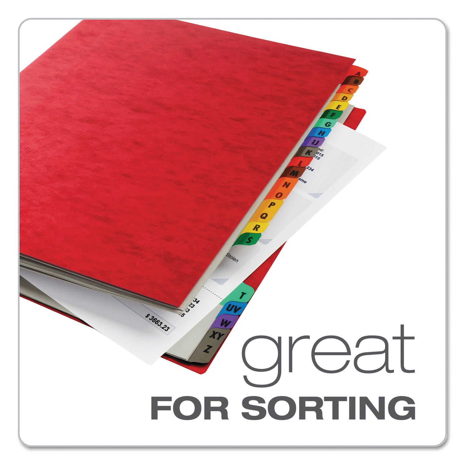 Expanding Desk File, 23 Dividers, Alpha Index, Letter Size, Red Cover - 