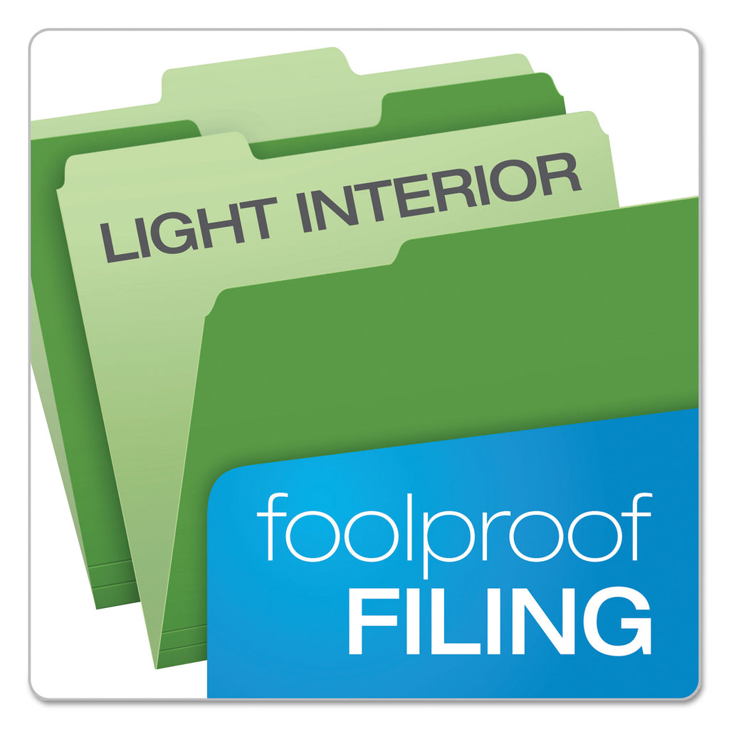 Colored File Folders, 1/3-Cut Tabs: Assorted, Letter Size, Green/Light Green, 100/Box