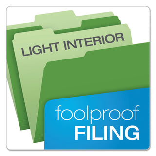 Colored File Folders, 1/3-Cut Tabs: Assorted, Letter Size, Green/Light Green, 100/Box