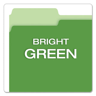 Colored File Folders, 1/3-Cut Tabs: Assorted, Letter Size, Green/Light Green, 100/Box