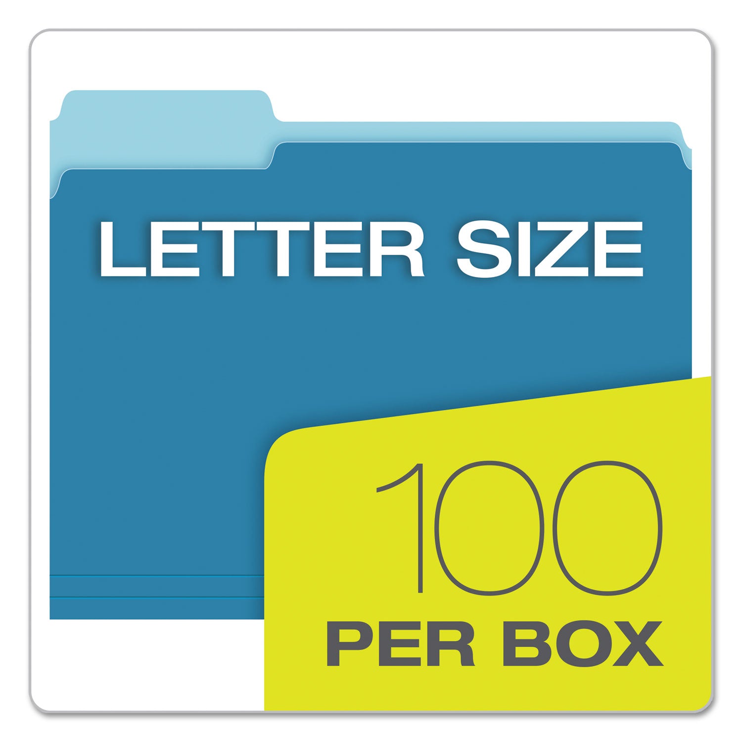 Colored File Folders, 1/3-Cut Tabs: Assorted, Letter Size, Blue/Light Blue, 100/Box