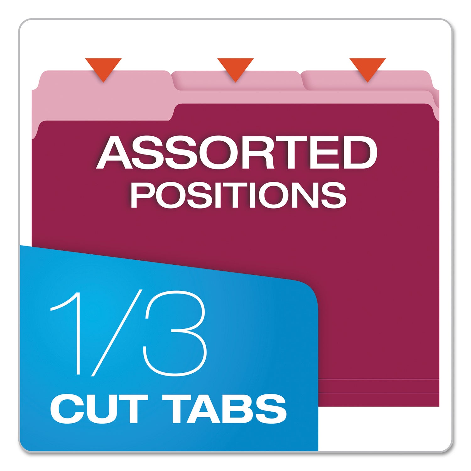 Colored File Folders, 1/3-Cut Tabs: Assorted, Letter Size, Burgundy/Light Burgundy, 100/Box