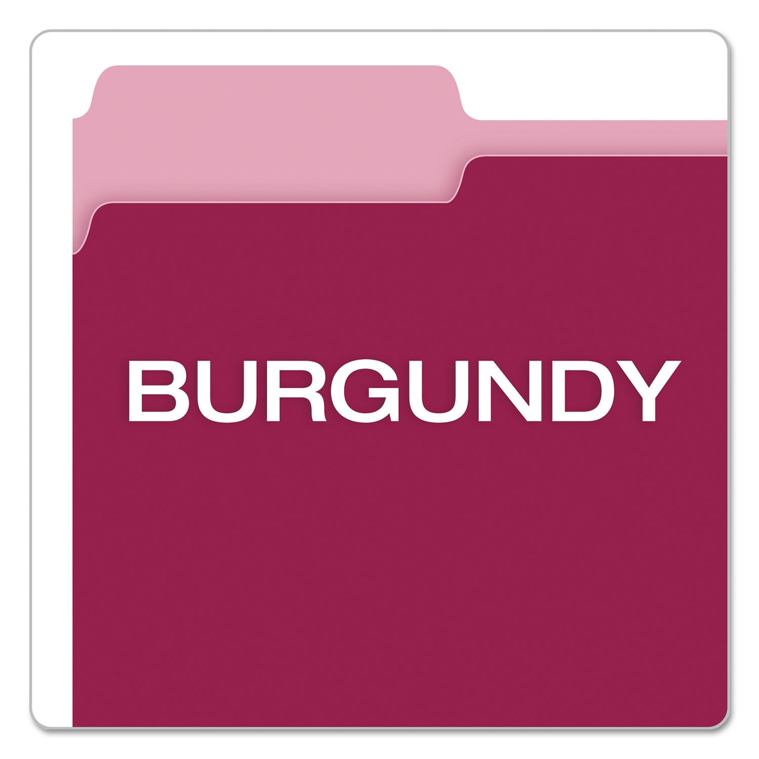 Colored File Folders, 1/3-Cut Tabs: Assorted, Letter Size, Burgundy/Light Burgundy, 100/Box