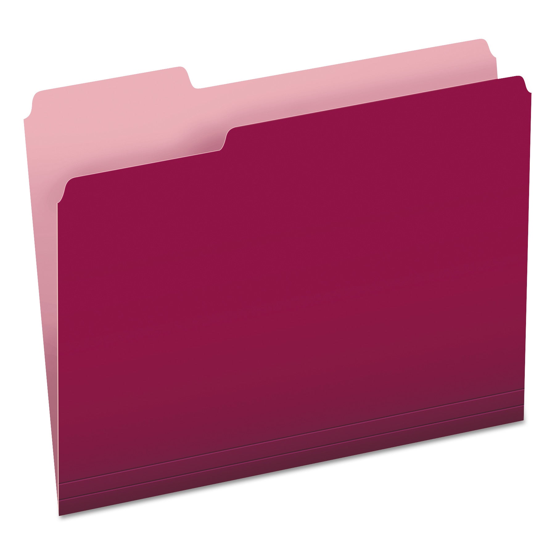 Colored File Folders, 1/3-Cut Tabs: Assorted, Letter Size, Burgundy/Light Burgundy, 100/Box - 
