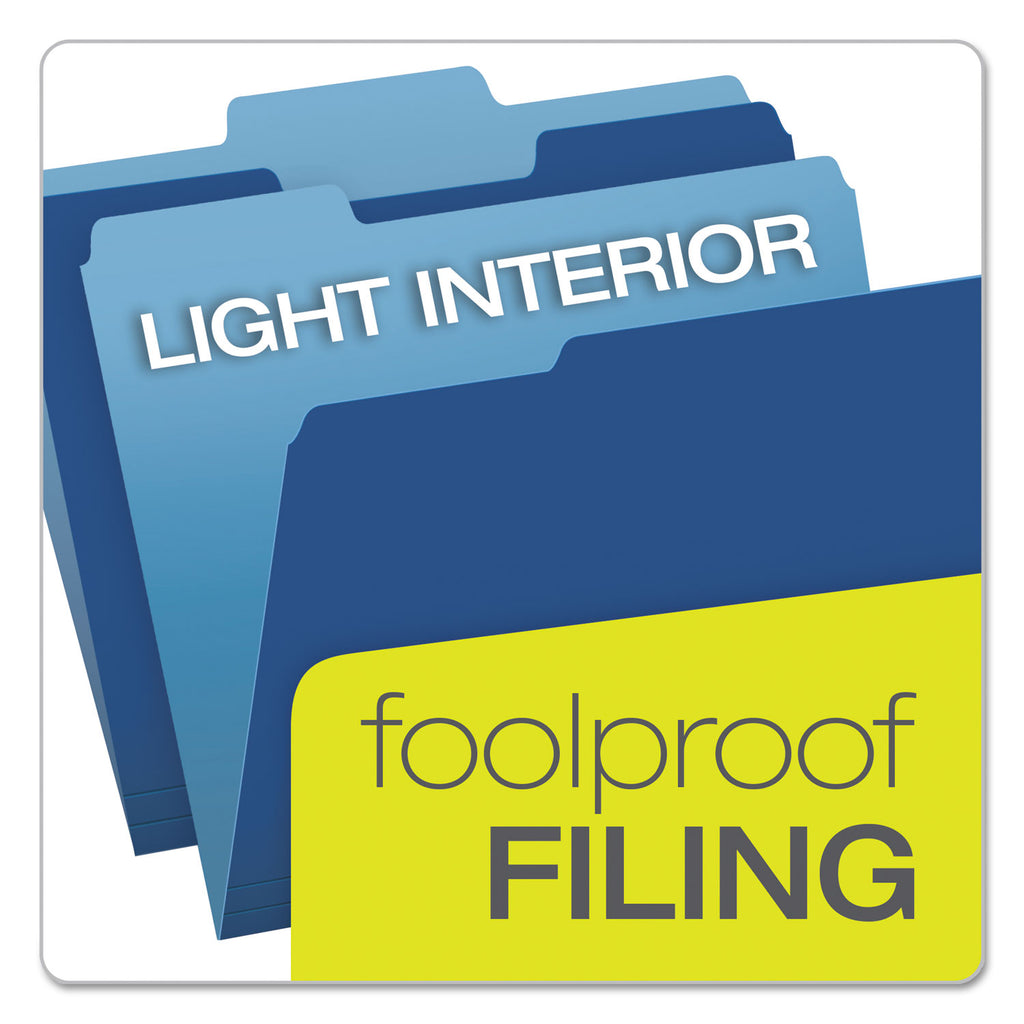 Colored File Folders, 1/3-Cut Tabs: Assorted, Letter Size, Navy Blue/Light Blue, 100/Box