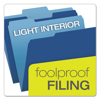 Colored File Folders, 1/3-Cut Tabs: Assorted, Letter Size, Navy Blue/Light Blue, 100/Box