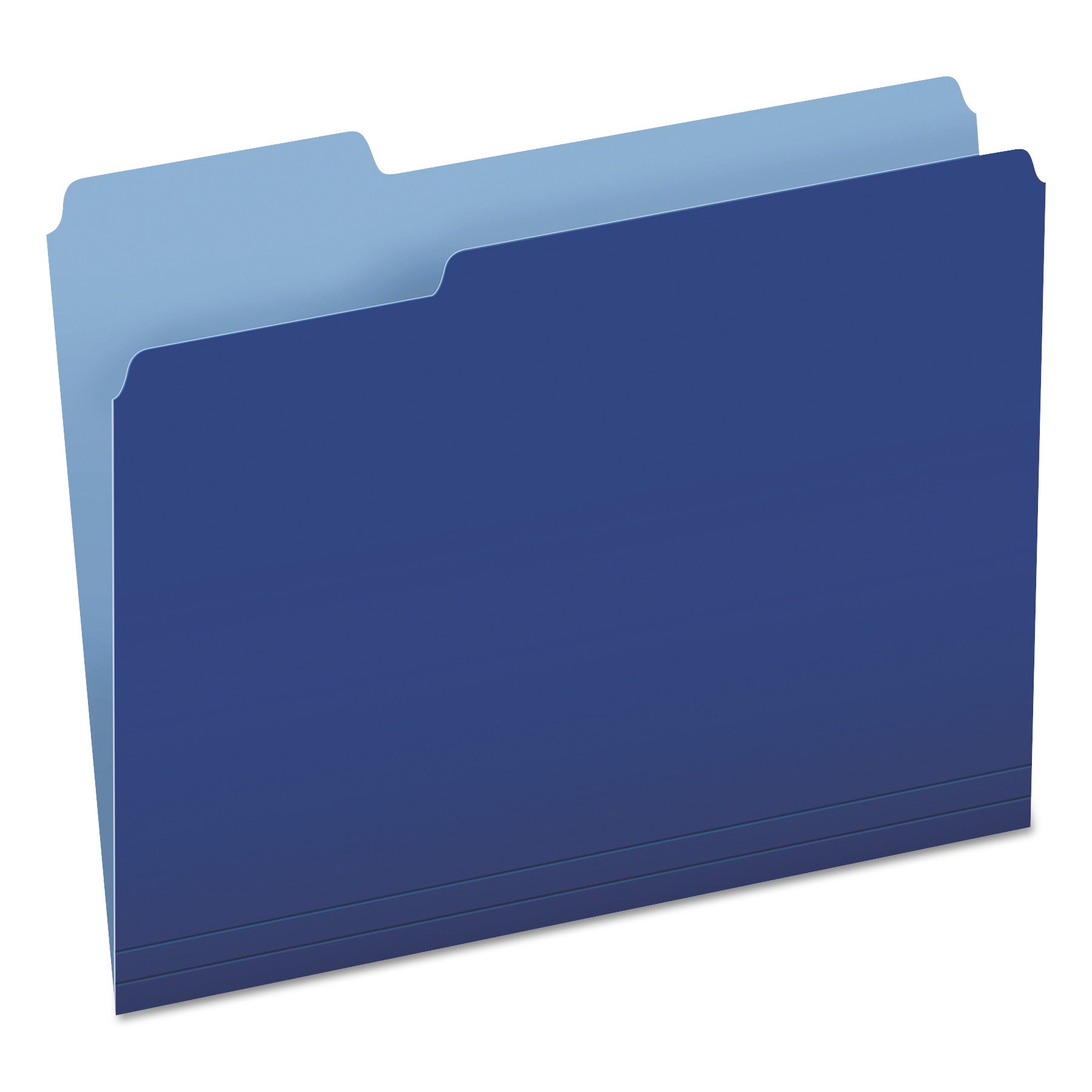 Colored File Folders, 1/3-Cut Tabs: Assorted, Letter Size, Navy Blue/Light Blue, 100/Box - 