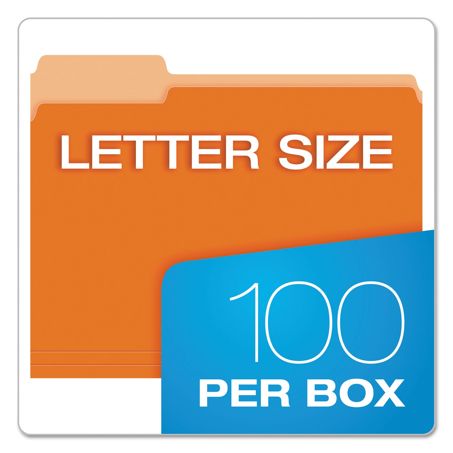 Colored File Folders, 1/3-Cut Tabs: Assorted, Letter Size, Orange/Light Orange, 100/Box - 