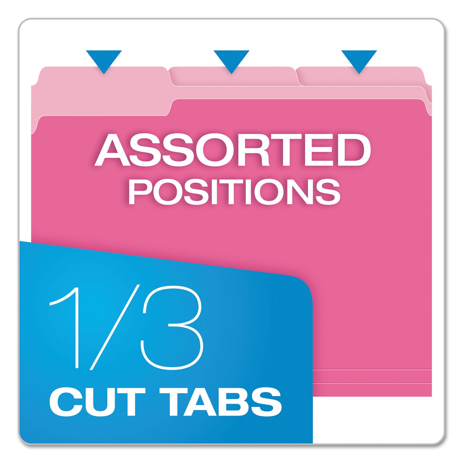 Colored File Folders, 1/3-Cut Tabs: Assorted, Letter Size, Pink/Light Pink, 100/Box - 