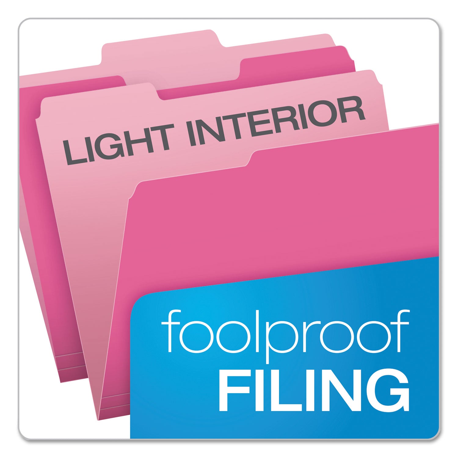 Colored File Folders, 1/3-Cut Tabs: Assorted, Letter Size, Pink/Light Pink, 100/Box - 