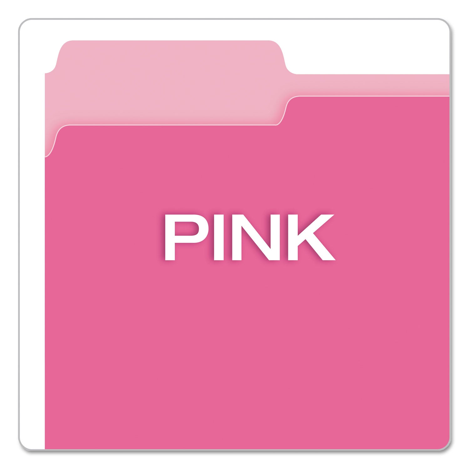 Colored File Folders, 1/3-Cut Tabs: Assorted, Letter Size, Pink/Light Pink, 100/Box - 