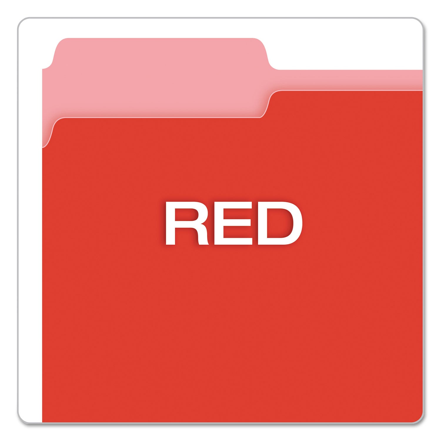 Colored File Folders, 1/3-Cut Tabs: Assorted, Letter Size, Red/Light Red, 100/Box - 