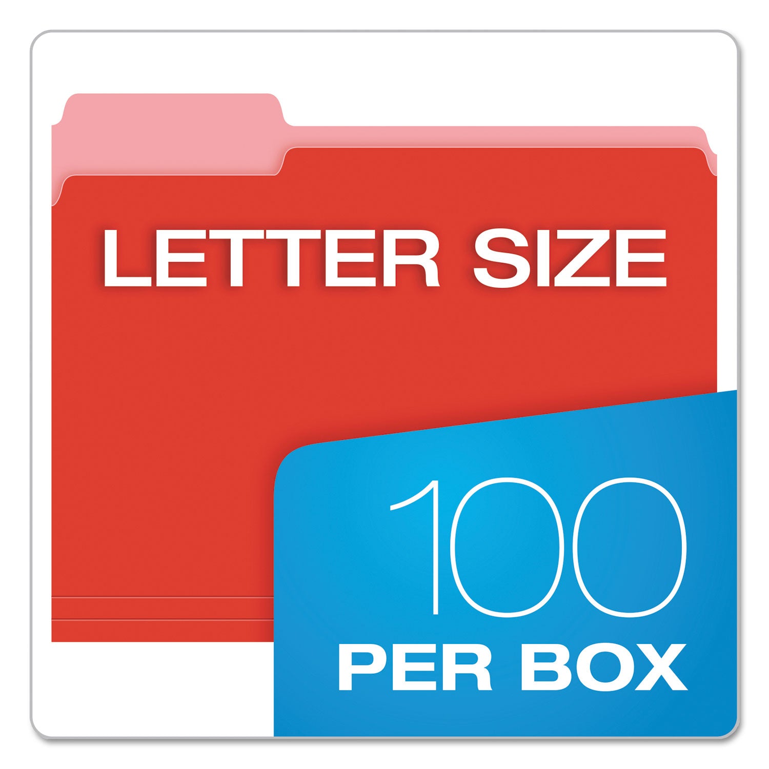 Colored File Folders, 1/3-Cut Tabs: Assorted, Letter Size, Red/Light Red, 100/Box