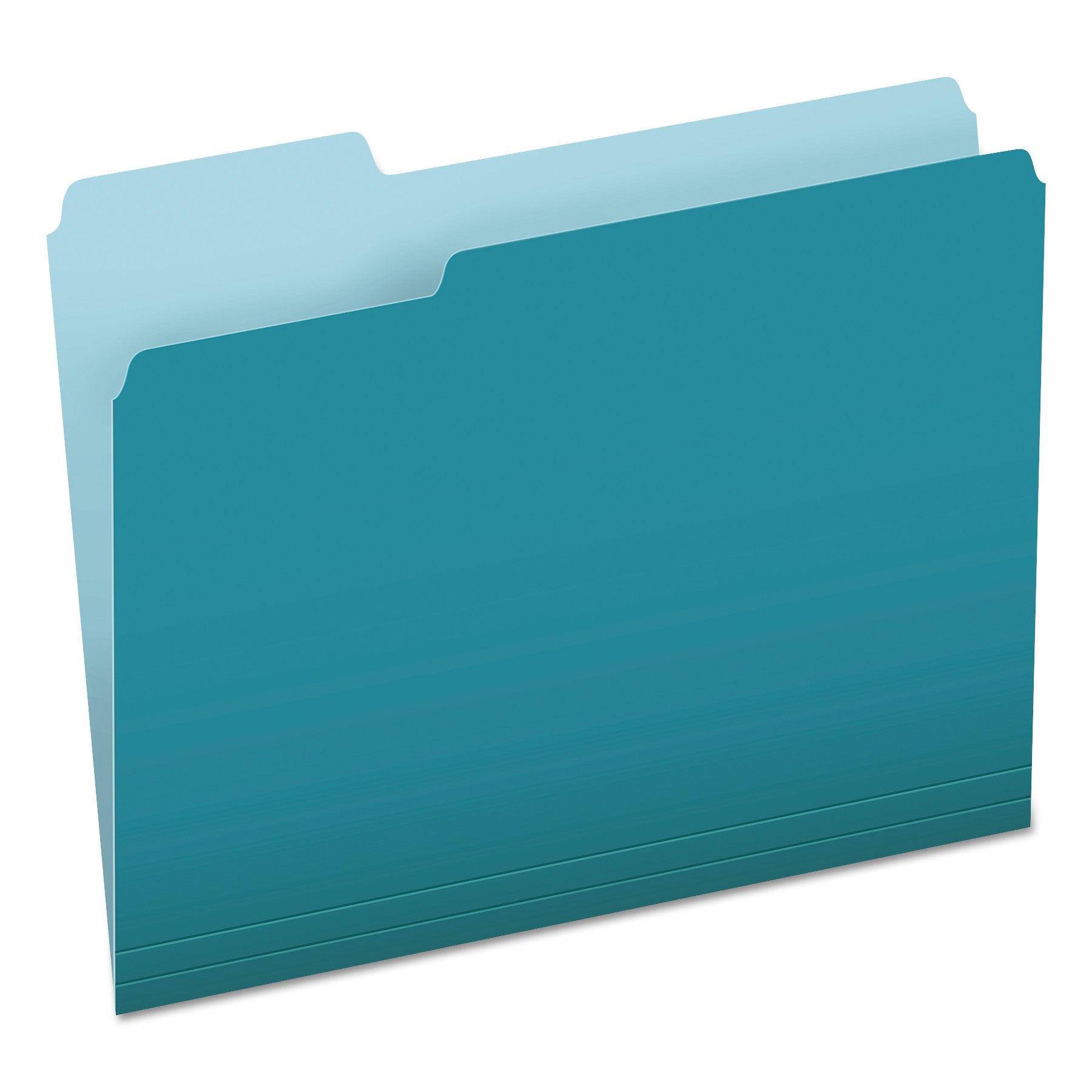 Colored File Folders, 1/3-Cut Tabs: Assorted, Letter Size, Teal/Light Teal, 100/Box - 