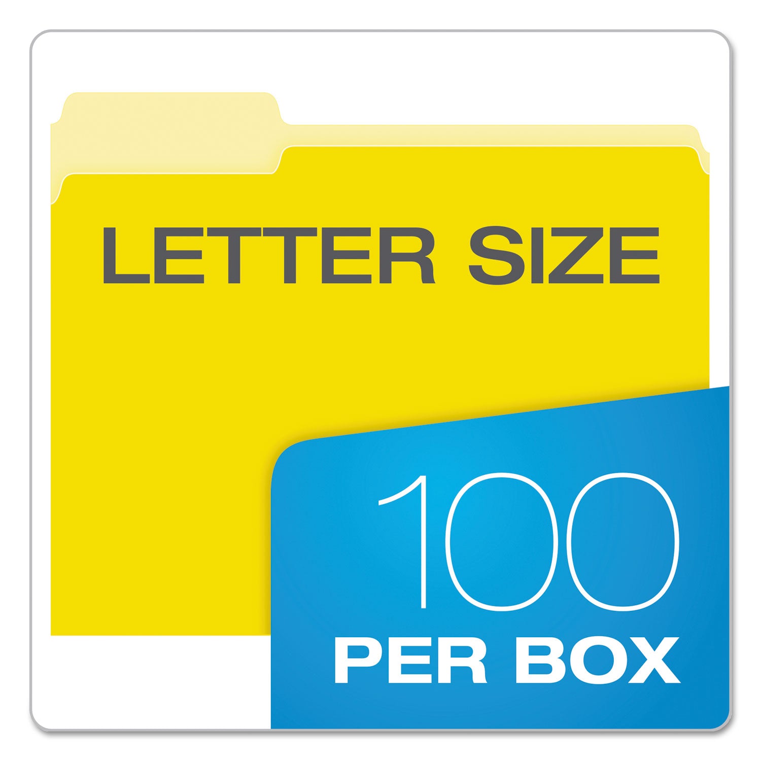 Colored File Folders, 1/3-Cut Tabs: Assorted, Letter Size, Yellow/Light Yellow, 100/Box - 