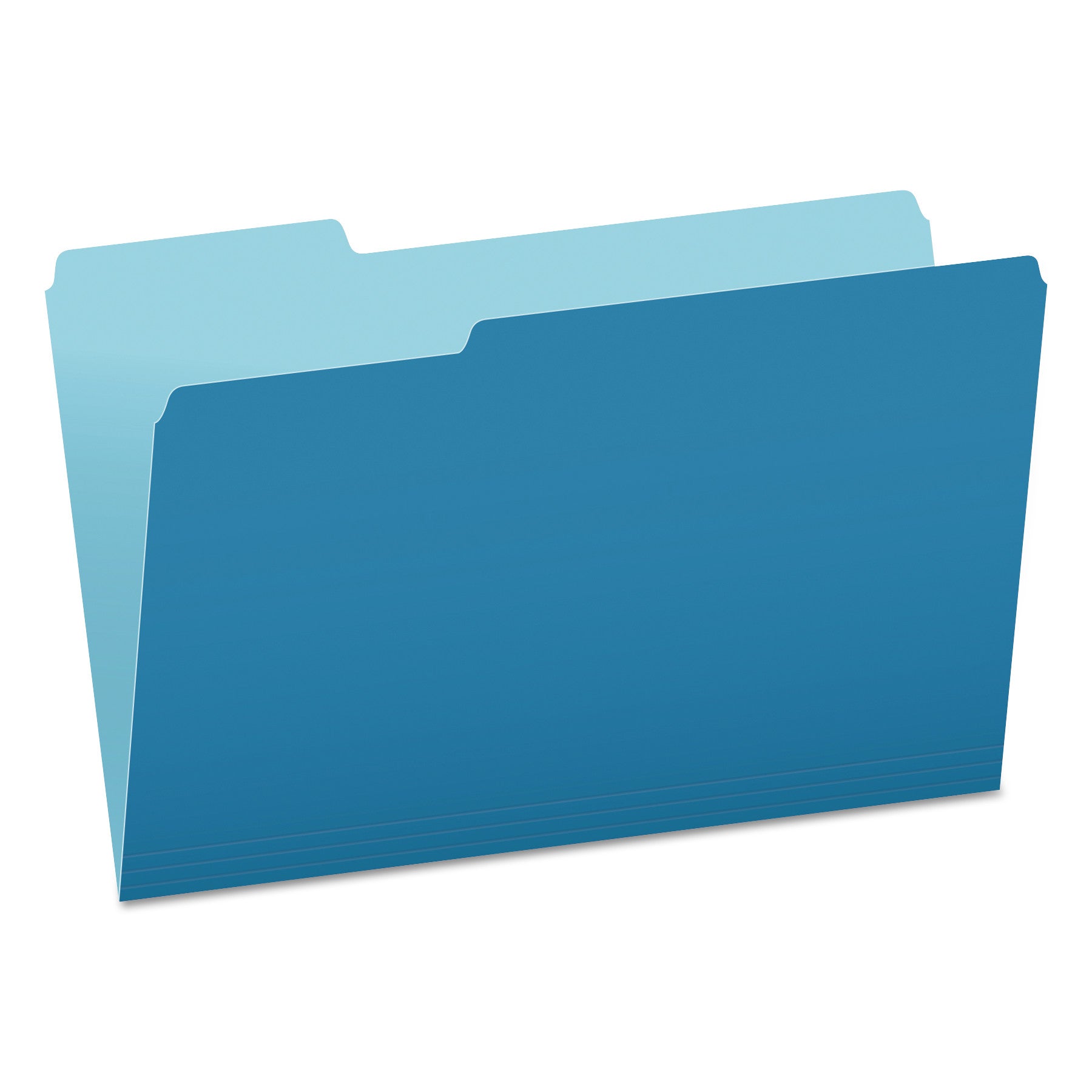 Colored File Folders, 1/3-Cut Tabs: Assorted, Legal Size, Blue/Light Blue, 100/Box - 