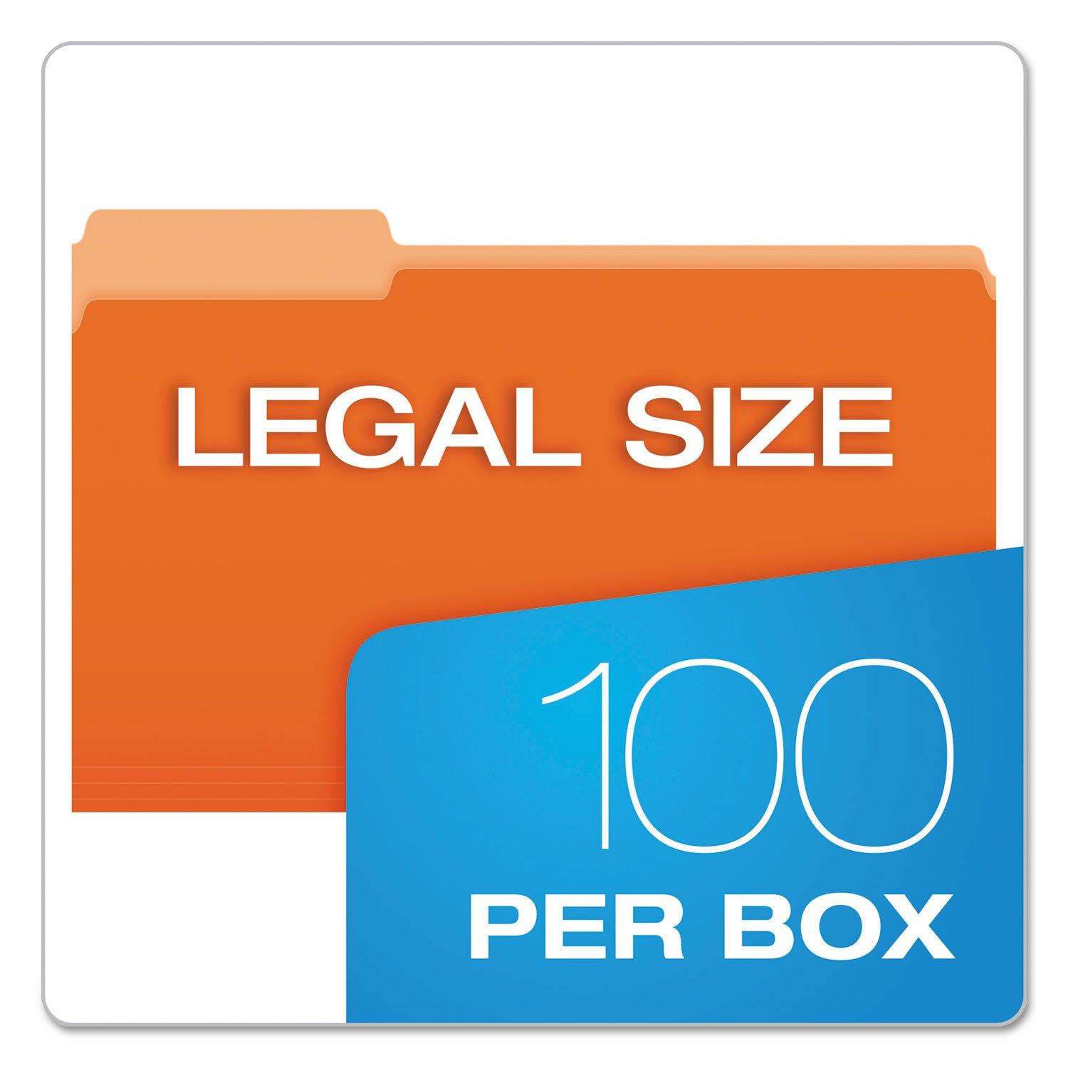 Colored File Folders, 1/3-Cut Tabs: Assorted, Legal Size, Orange/Light Orange, 100/Box - 