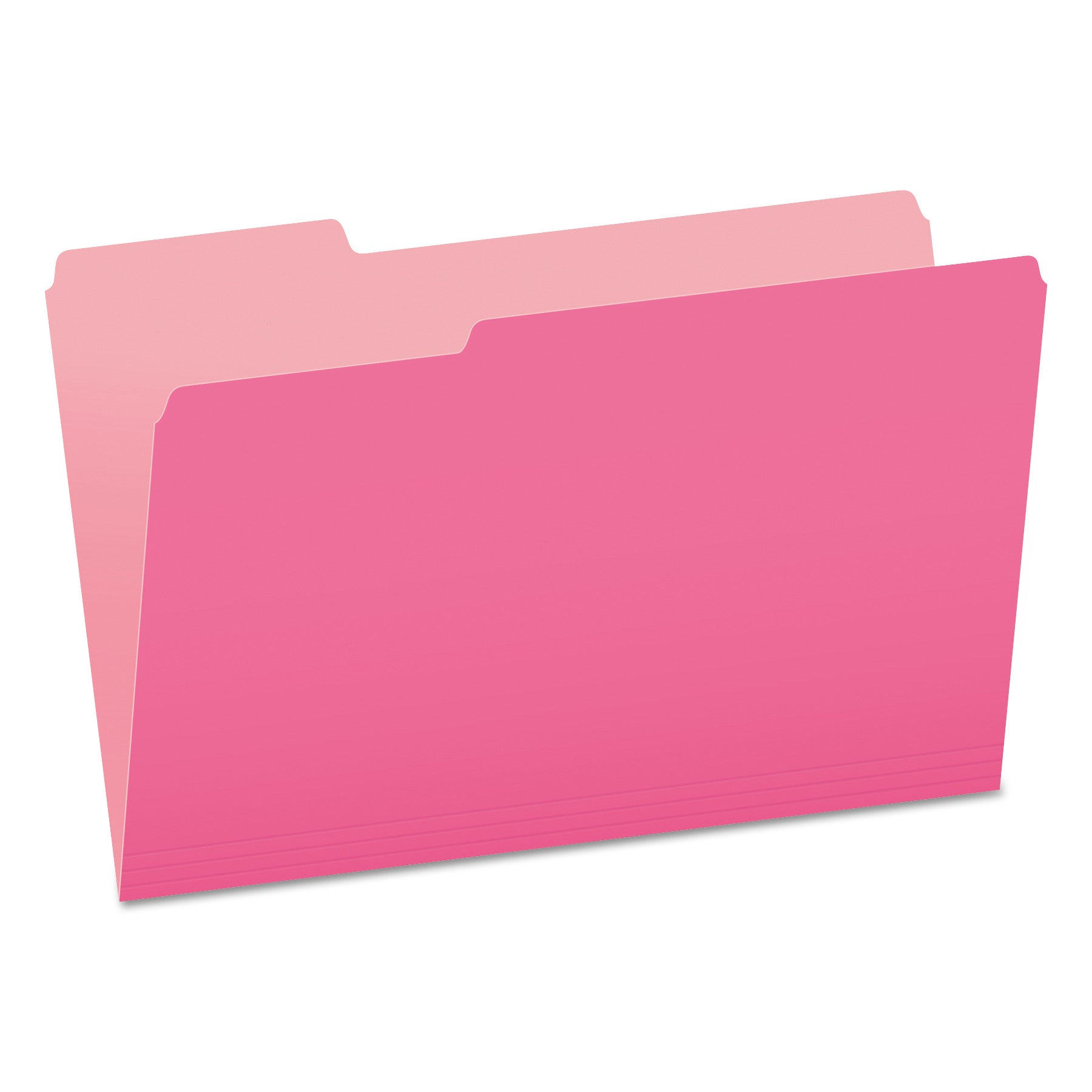Colored File Folders, 1/3-Cut Tabs: Assorted, Legal Size, Pink/Light Pink, 100/Box - 