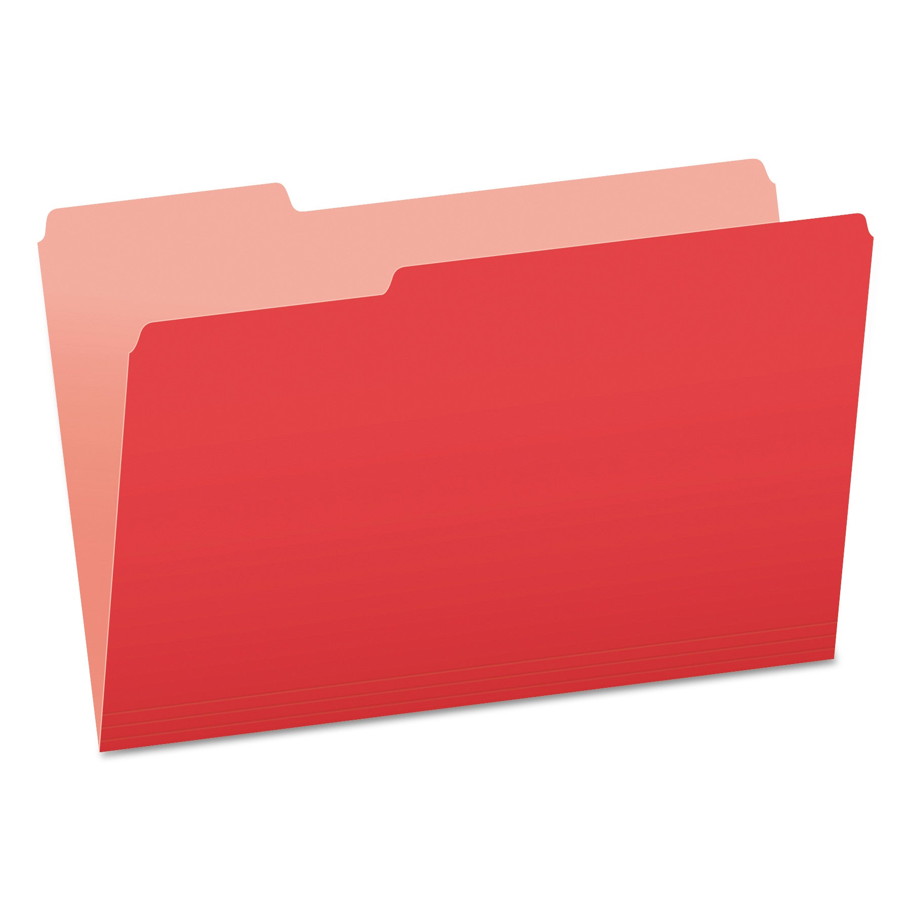 Colored File Folders, 1/3-Cut Tabs: Assorted, Legal Size, Red/Light Red, 100/Box - 