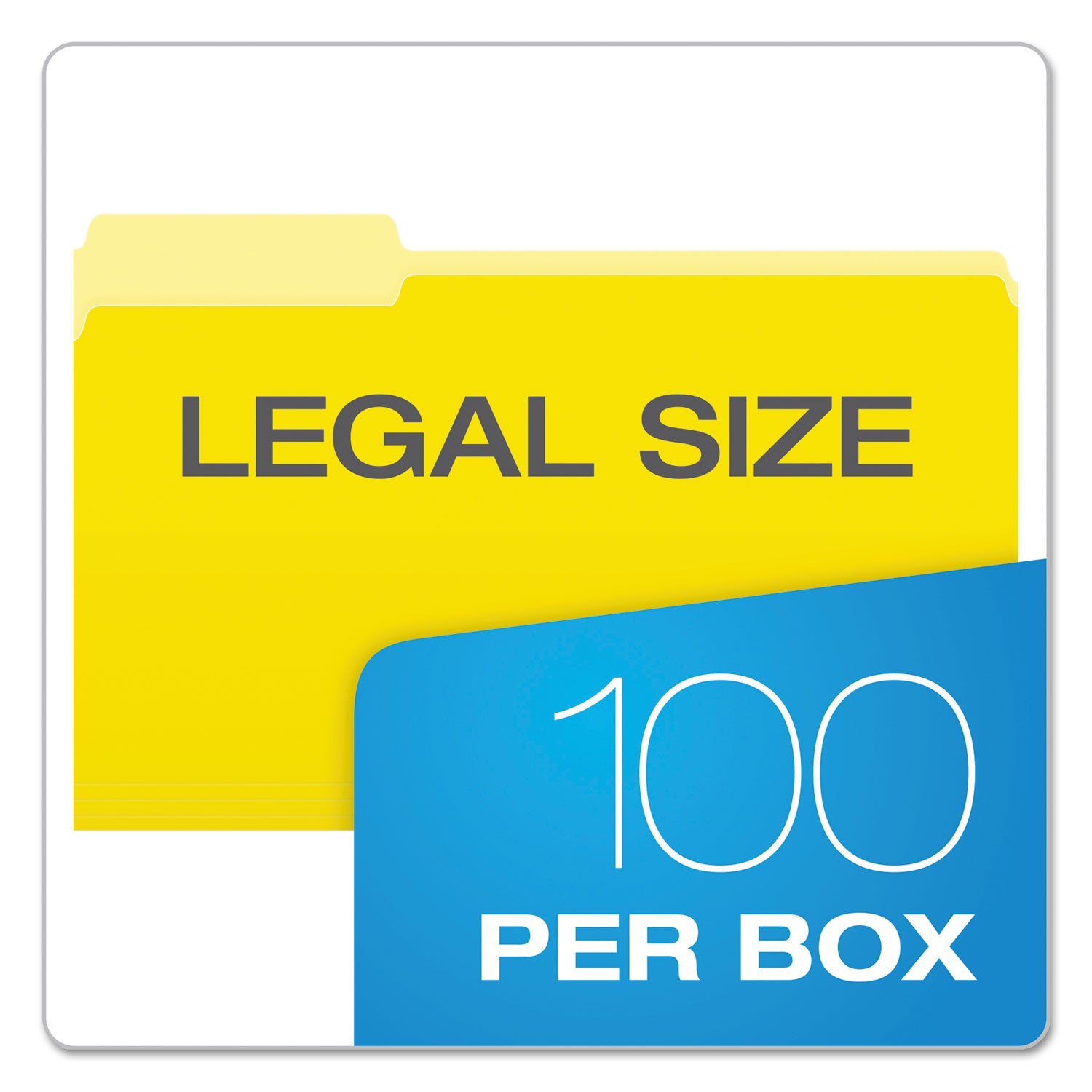 Colored File Folders, 1/3-Cut Tabs: Assorted, Legal Size, Yellow/Light Yellow, 100/Box - 