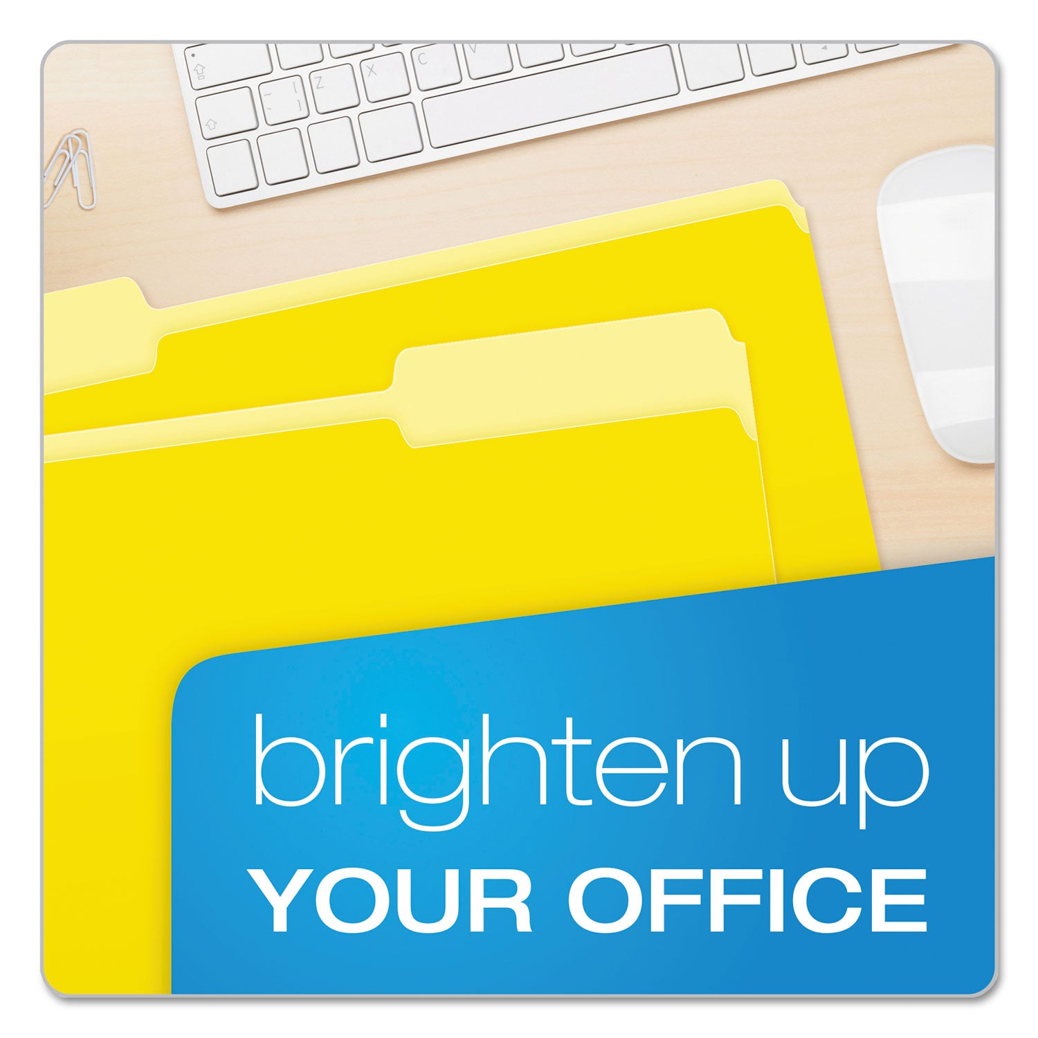 Colored File Folders, 1/3-Cut Tabs: Assorted, Legal Size, Yellow/Light Yellow, 100/Box - 
