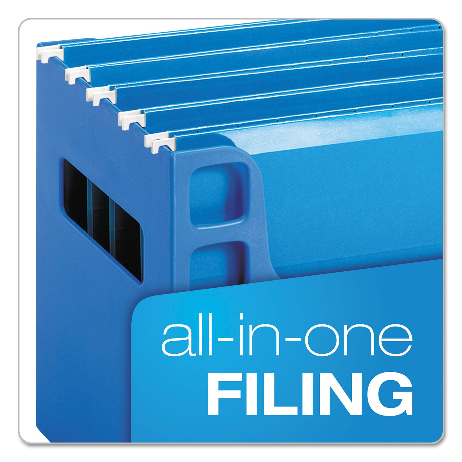 Desktop File With Hanging Folders, Letter Size, 6" Long, Blue - 