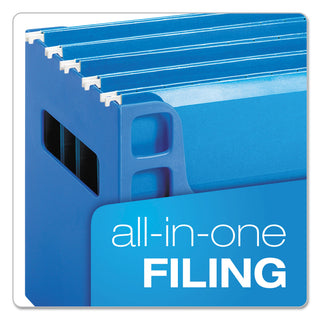 Desktop File With Hanging Folders, Letter Size, 6" Long, Blue - 