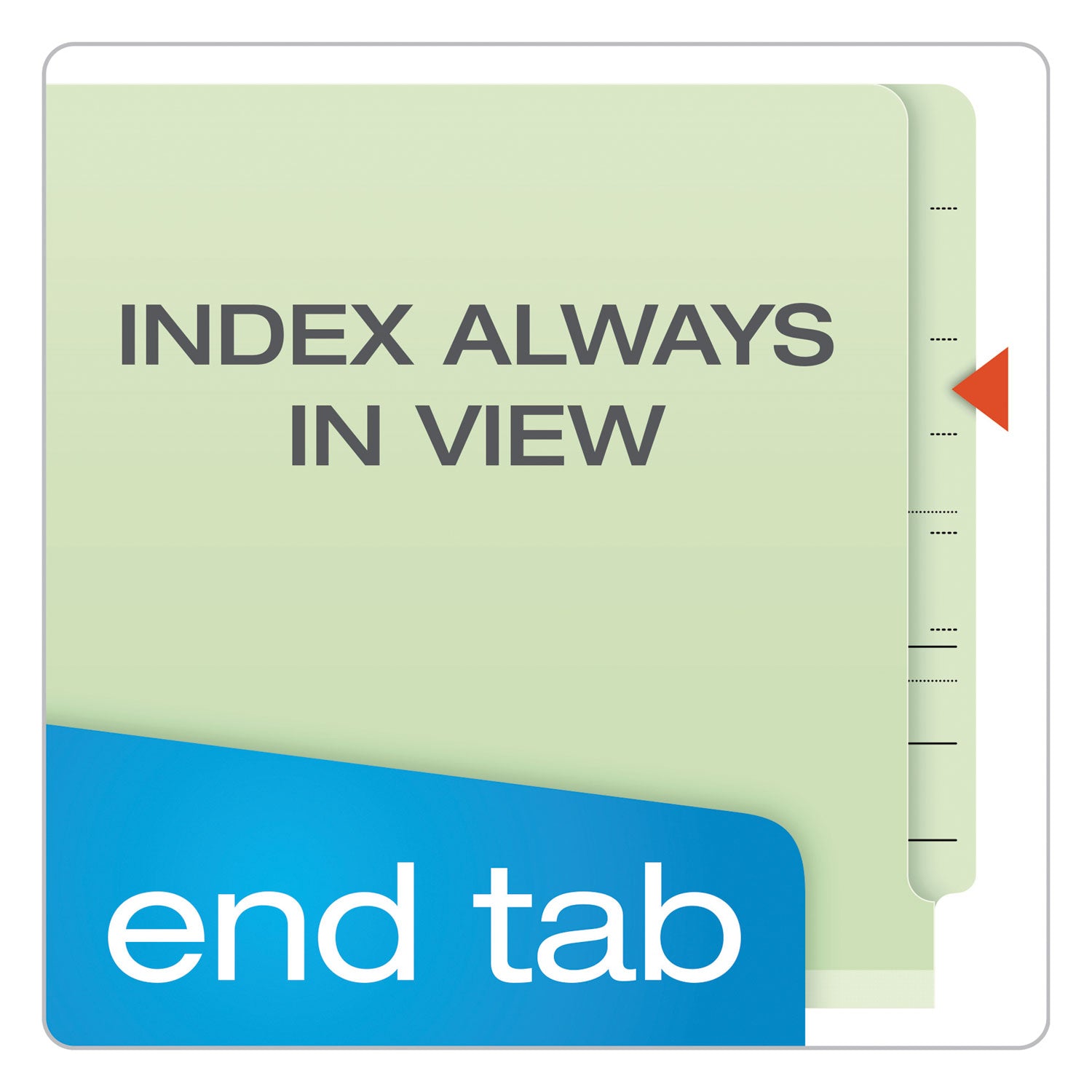 End Tab Classification Folders, 2" Expansion, 2 Dividers, 6 Fasteners, Legal Size, Pale Green Exterior, 10/Box