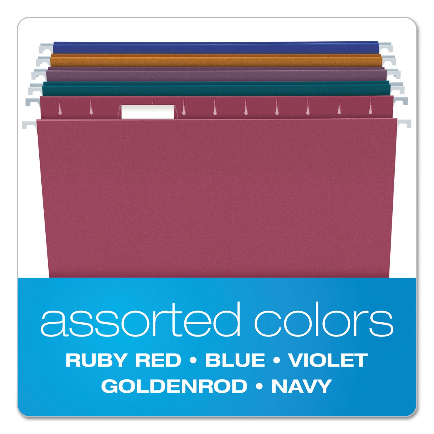 Earthwise by Pendaflex EZ Slide 100% Recycled Colored Hanging File Folders, Letter Size, 1/5-Cut Tabs, Assorted Colors, 20/BX
