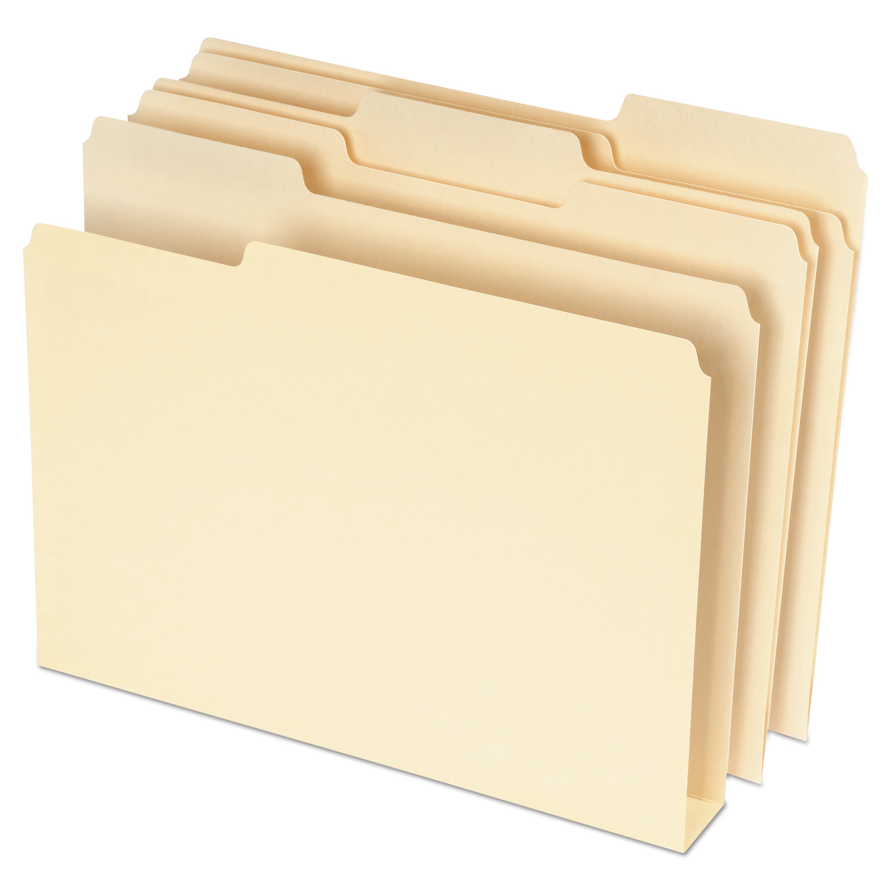 Double Stuff File Folders, 1/3-Cut Tabs: Assorted, Letter Size, Manila, 50/Pack - 