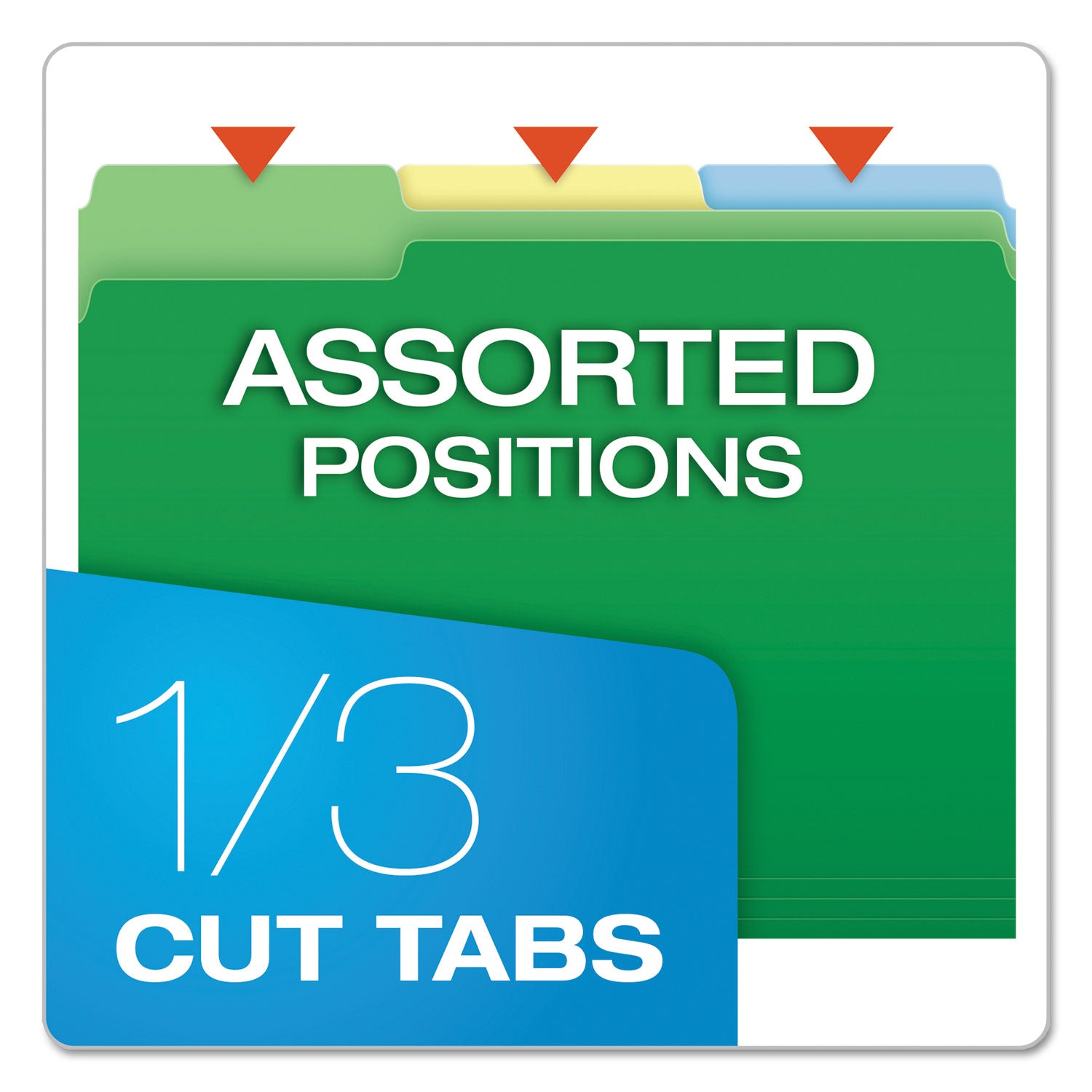 Double Stuff File Folders, 1/3-Cut Tabs: Assorted, Letter Size, Assorted Colors, 50/Pack
