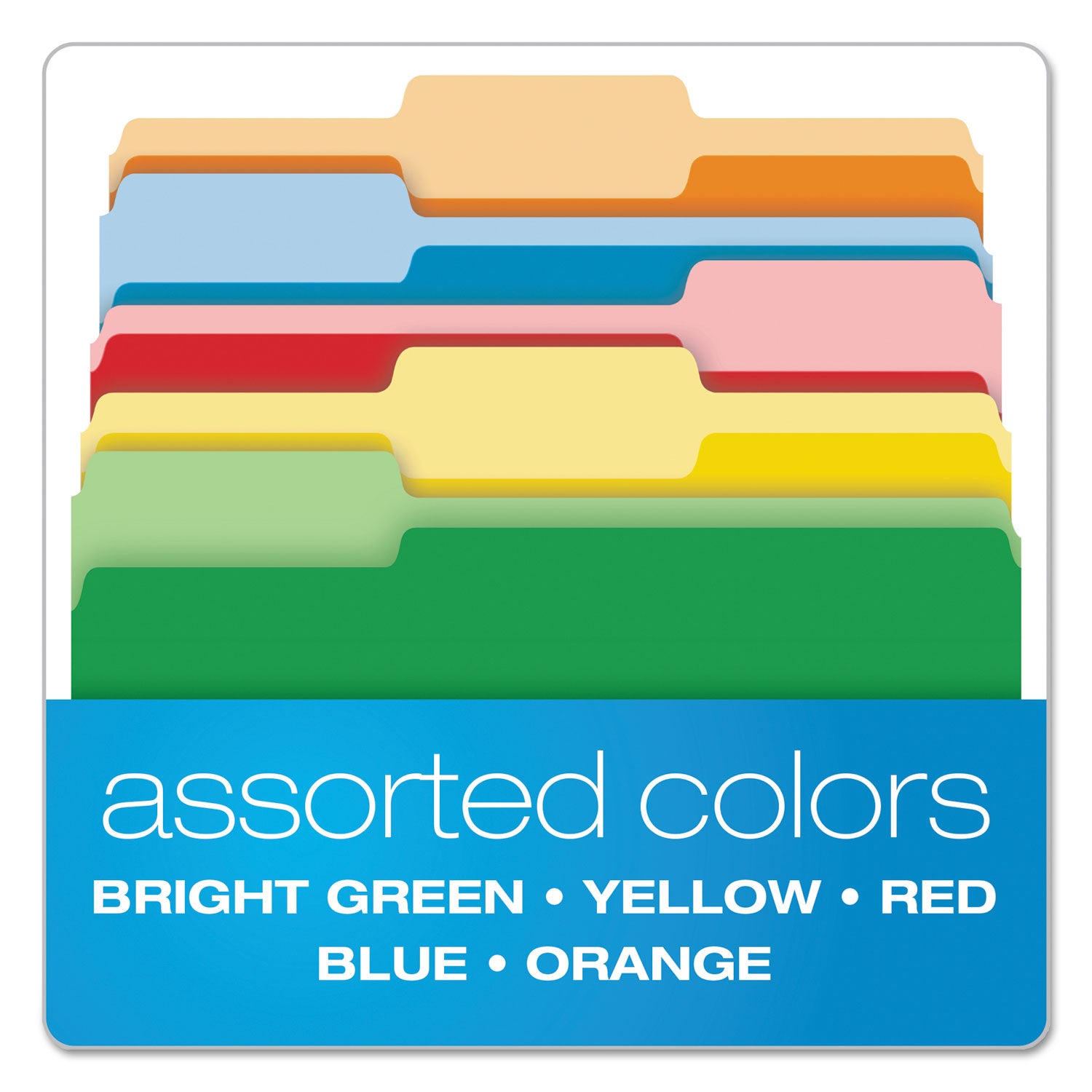 Double Stuff File Folders, 1/3-Cut Tabs: Assorted, Letter Size, Assorted Colors, 50/Pack