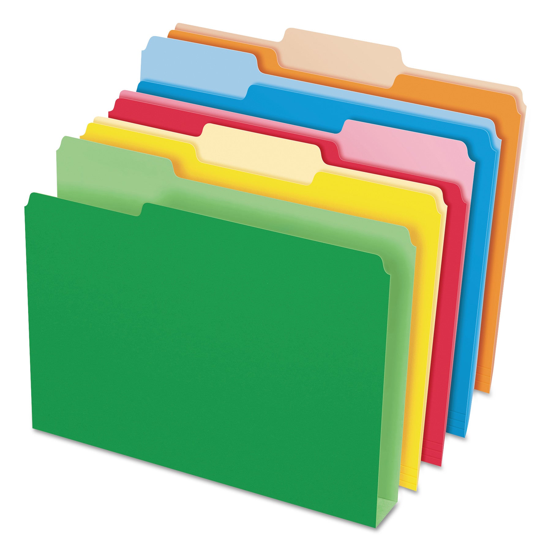 Double Stuff File Folders, 1/3-Cut Tabs: Assorted, Letter Size, Assorted Colors, 50/Pack - 