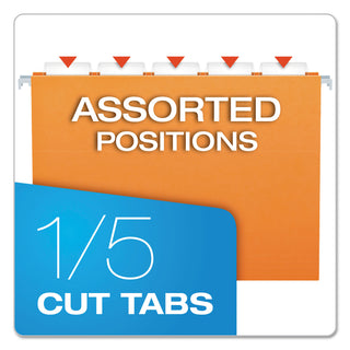 Colored Hanging Folders, Letter Size, 1/5-Cut Tabs, Orange, 25/Box