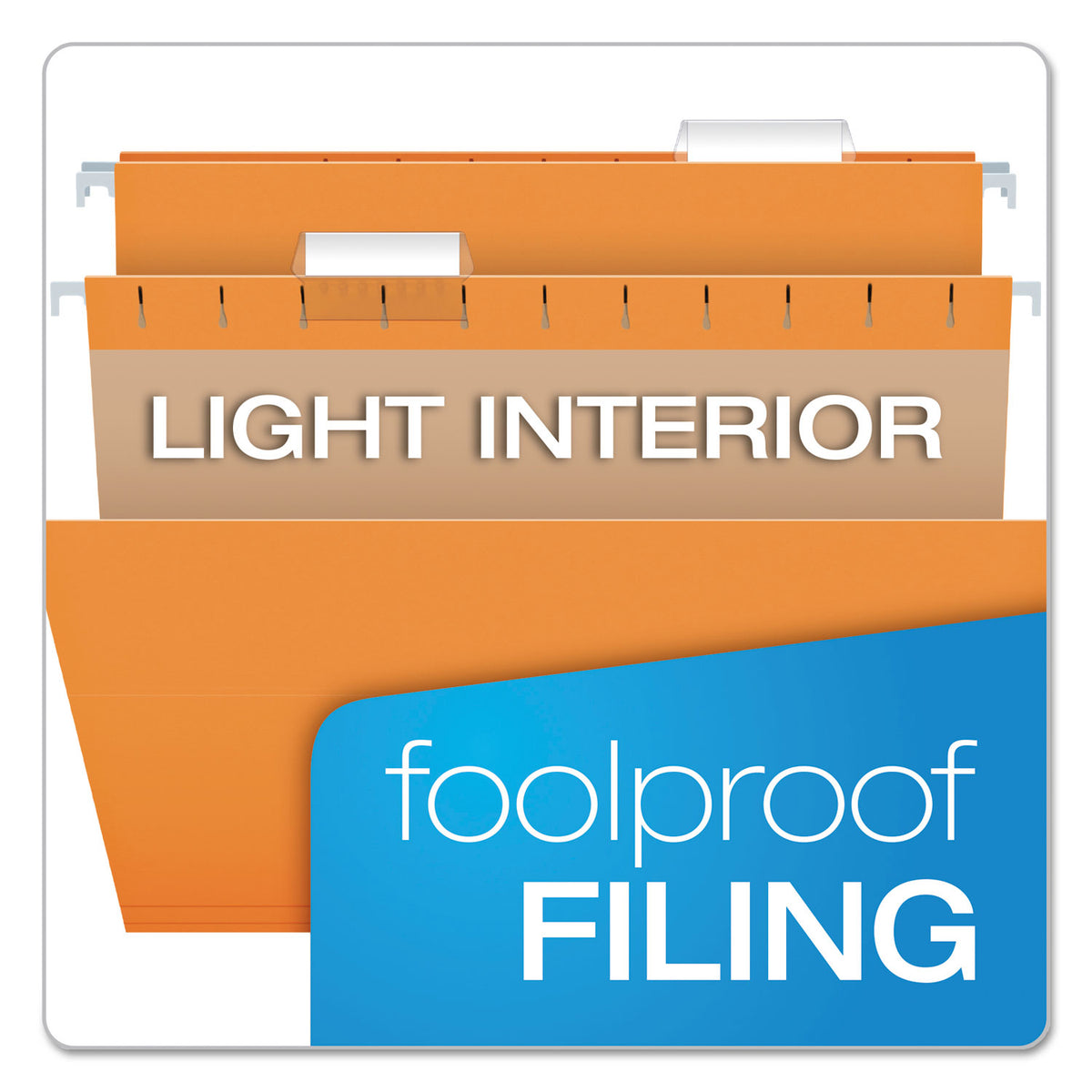 Colored Hanging Folders, Letter Size, 1/5-Cut Tabs, Orange, 25/Box