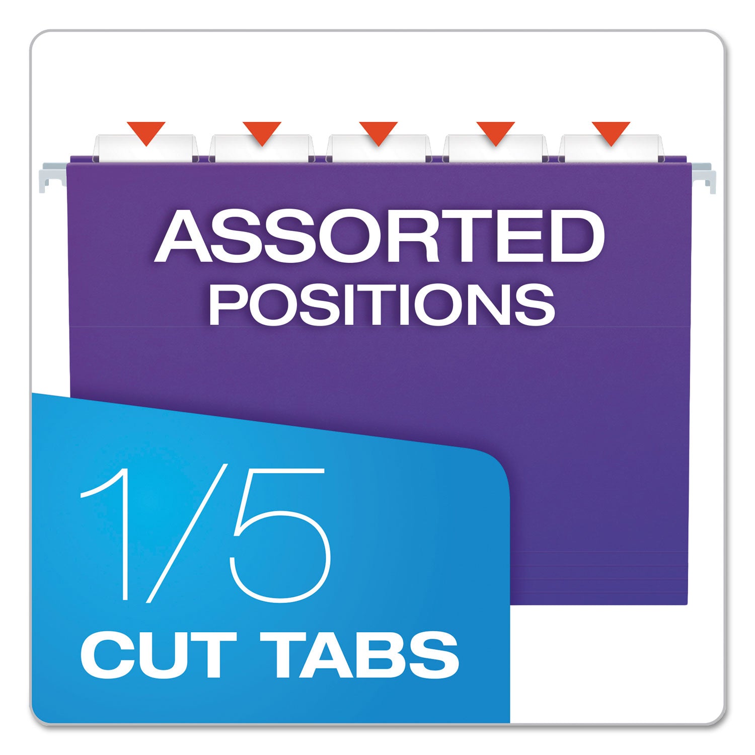 Colored Hanging Folders, Letter Size, 1/5-Cut Tabs, Violet, 25/Box - 