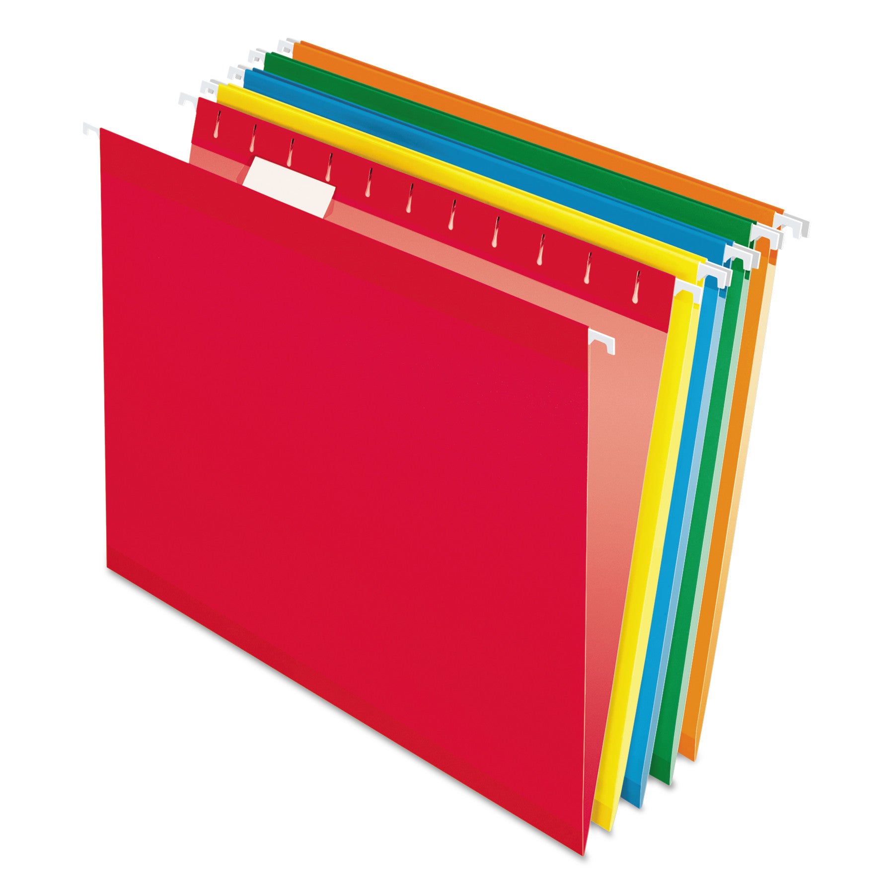 Colored Reinforced Hanging Folders, Letter Size, 1/5-Cut Tabs, Assorted Bright Colors, 25/Box - 