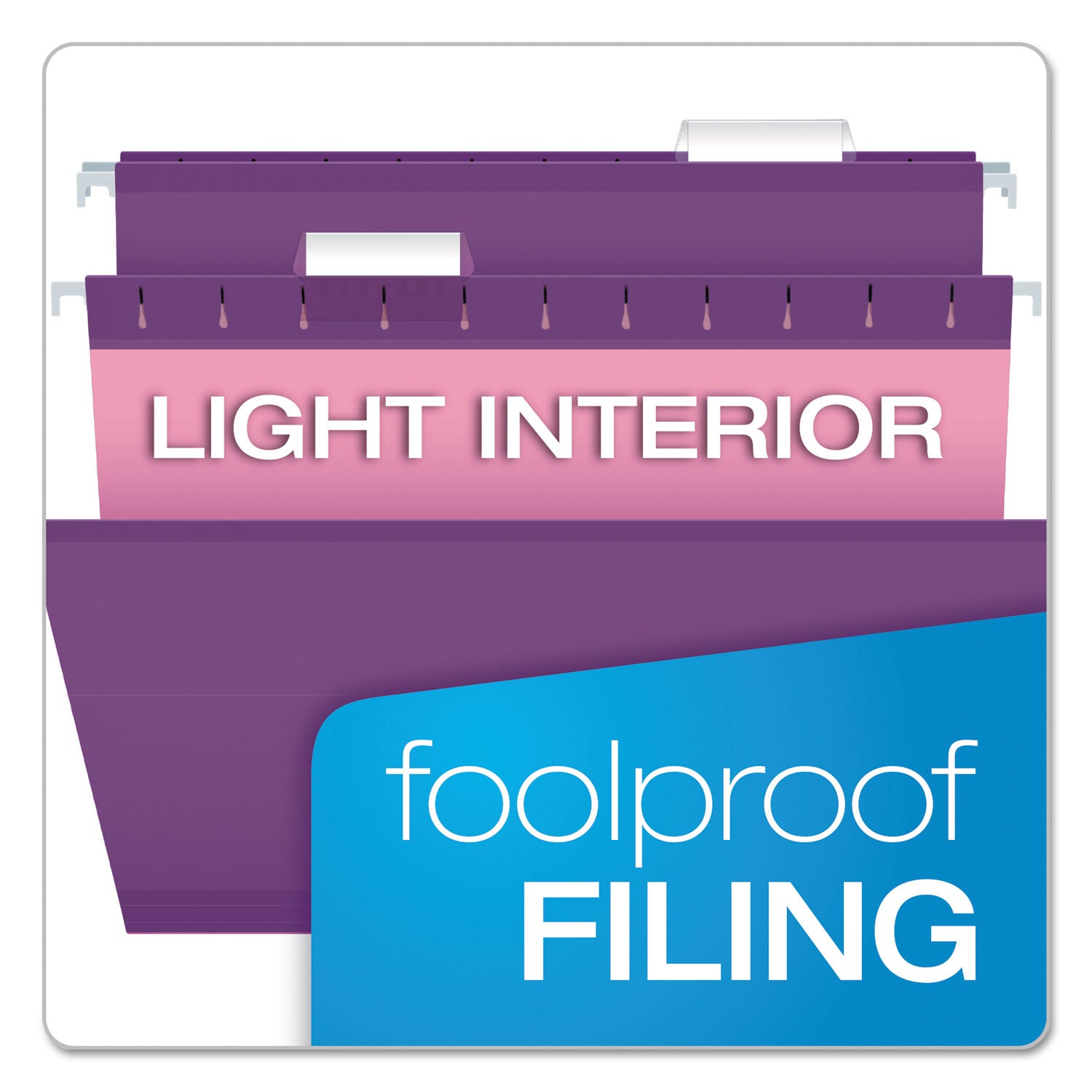 Colored Reinforced Hanging Folders, Letter Size, 1/5-Cut Tabs, Assorted Bold Colors, 25/Box - 