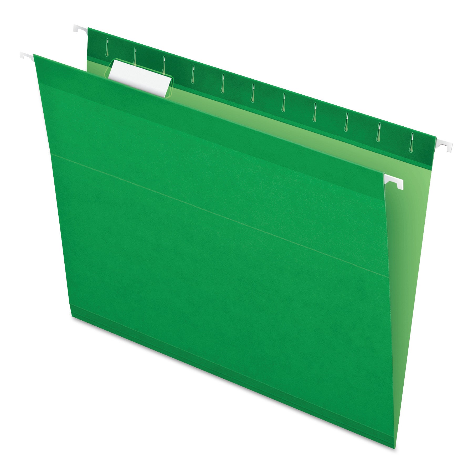 Colored Reinforced Hanging Folders, Letter Size, 1/5-Cut Tabs, Bright Green, 25/Box - 