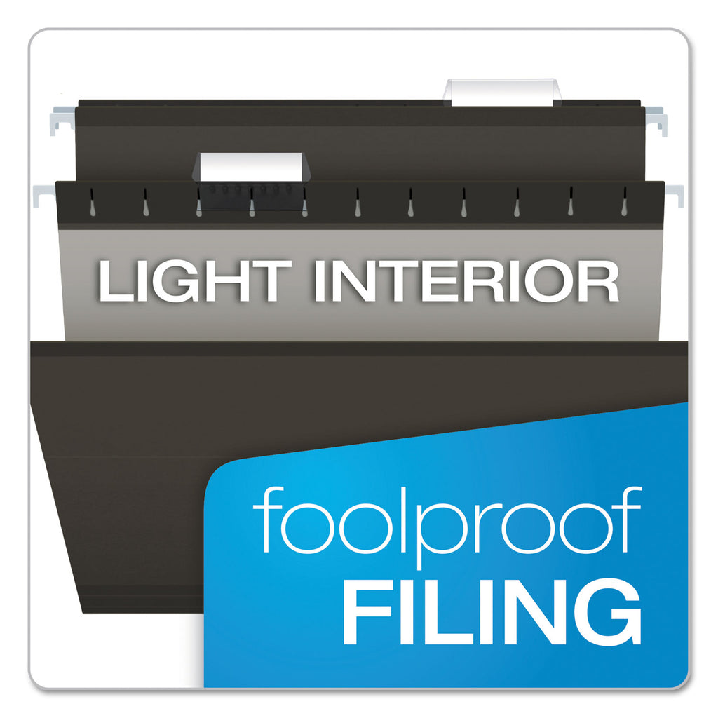 Colored Reinforced Hanging Folders, Legal Size, 1/5-Cut Tabs, Black, 25/Box - 
