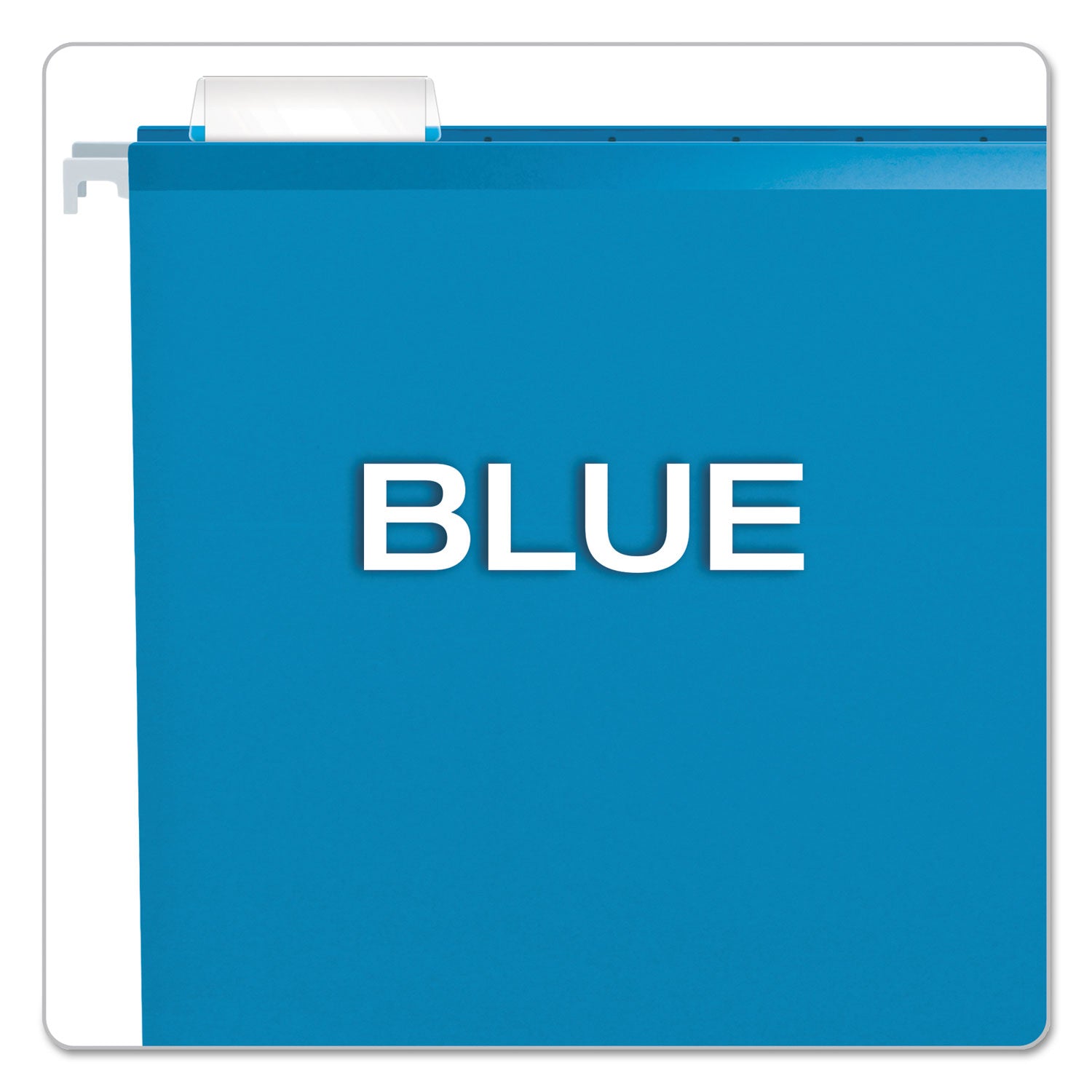 Colored Reinforced Hanging Folders, Letter Size, 1/5-Cut Tabs, Blue, 25/Box - 