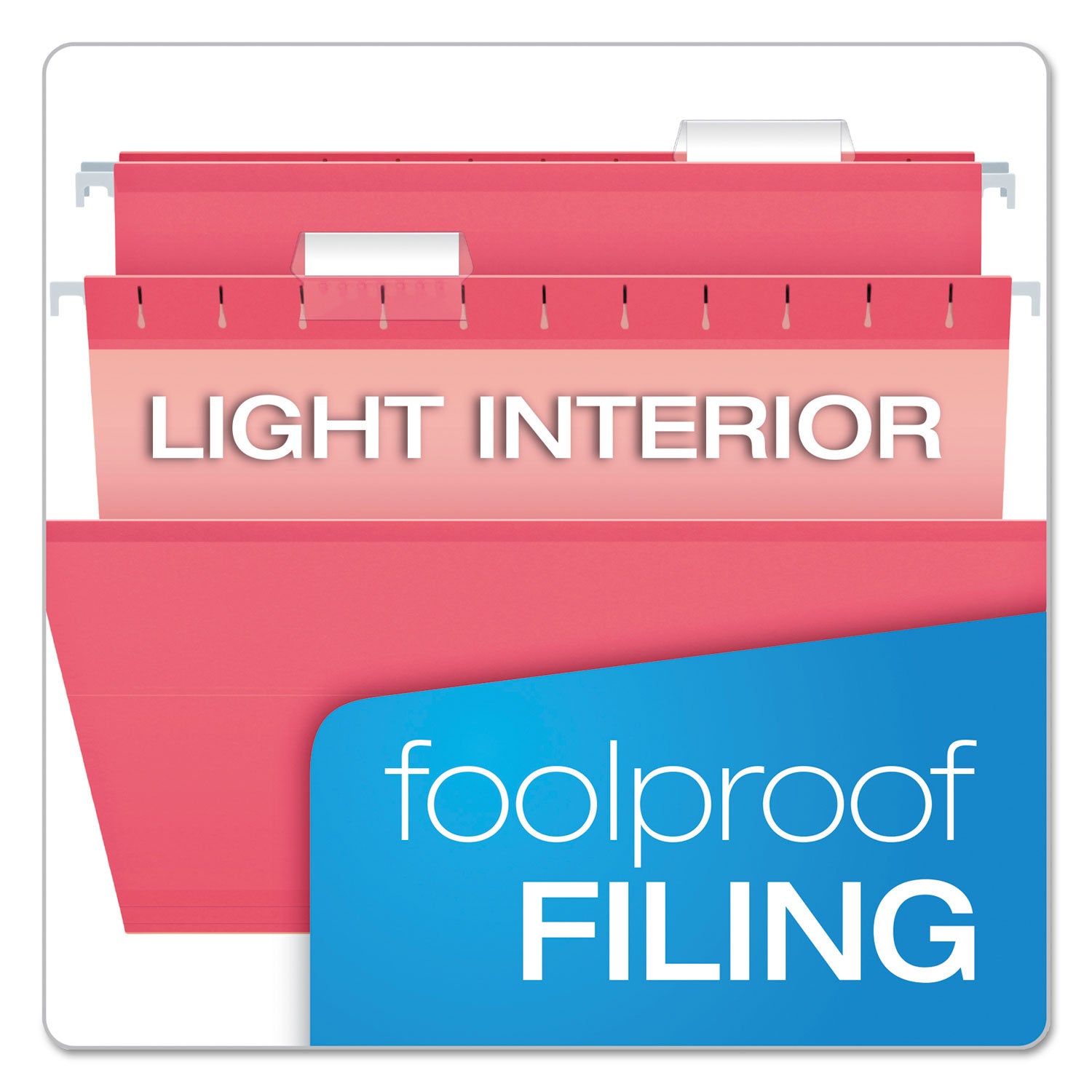Colored Reinforced Hanging Folders, Legal Size, 1/5-Cut Tabs, Pink, 25/Box - 