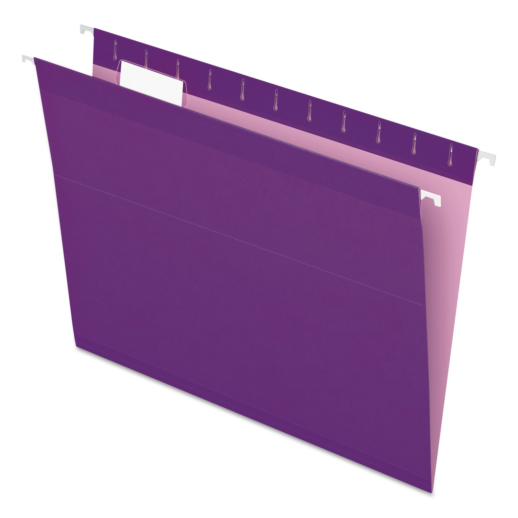 Colored Reinforced Hanging Folders, Letter Size, 1/5-Cut Tabs, Violet, 25/Box - 