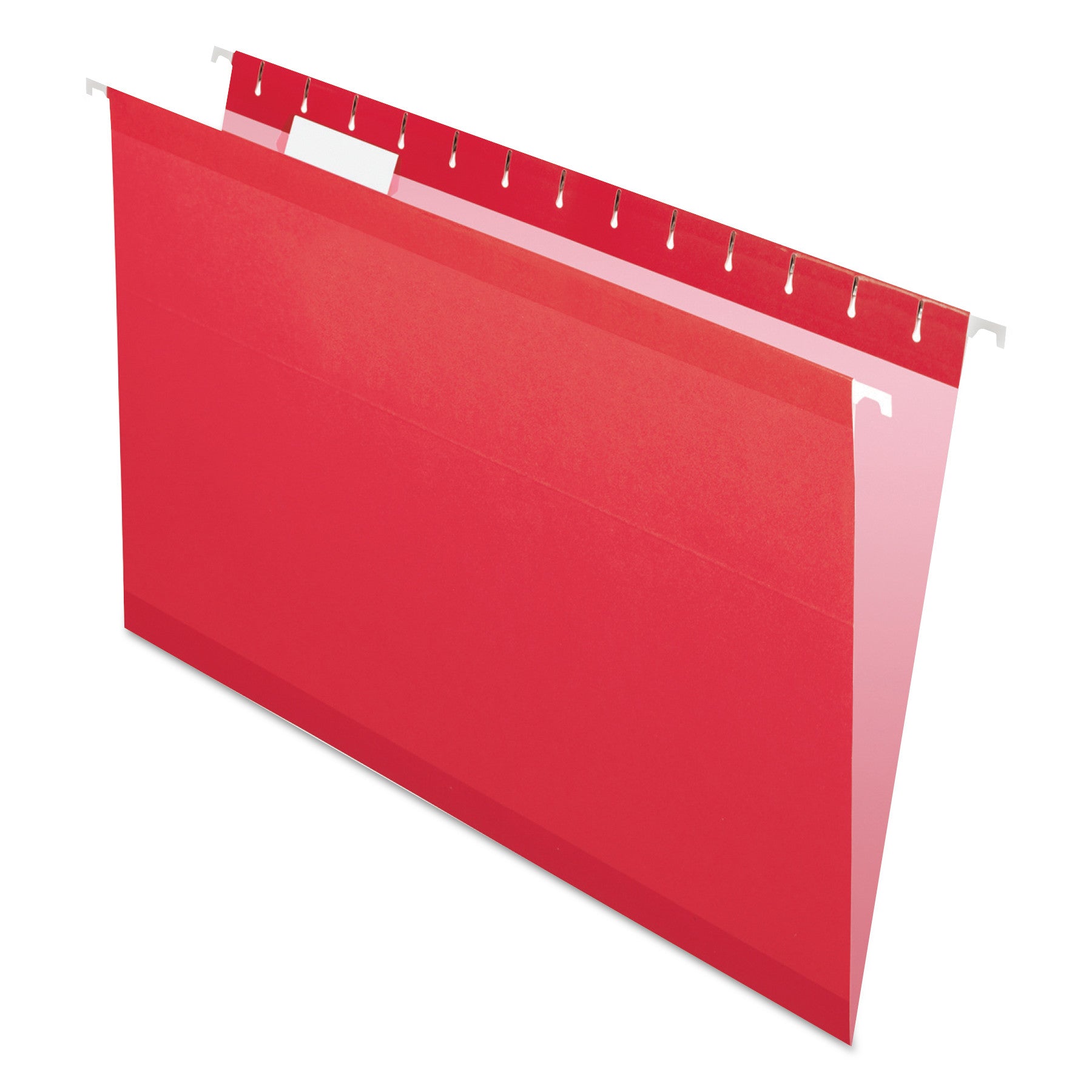 Colored Reinforced Hanging Folders, Legal Size, 1/5-Cut Tabs, Red, 25/Box - 