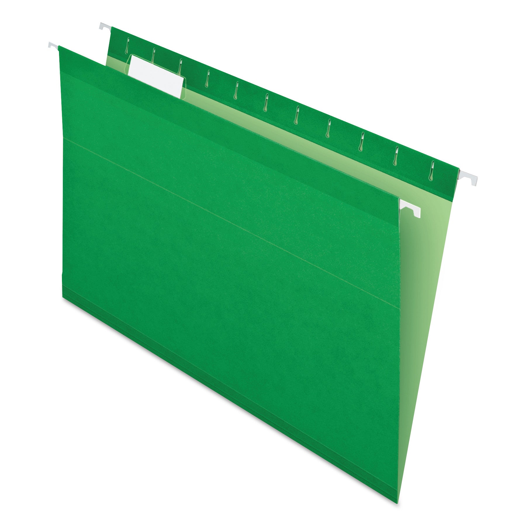 Colored Reinforced Hanging Folders, Legal Size, 1/5-Cut Tabs, Bright Green, 25/Box - 