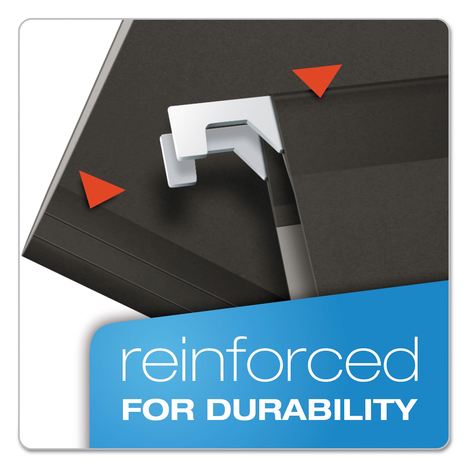 Colored Reinforced Hanging Folders, Legal Size, 1/5-Cut Tabs, Black, 25/Box - 