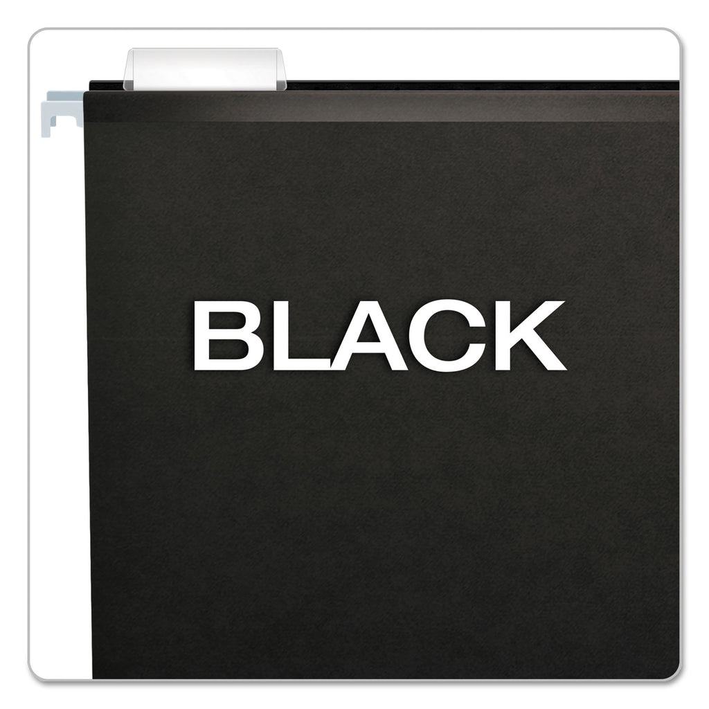Colored Reinforced Hanging Folders, Legal Size, 1/5-Cut Tabs, Black, 25/Box - 