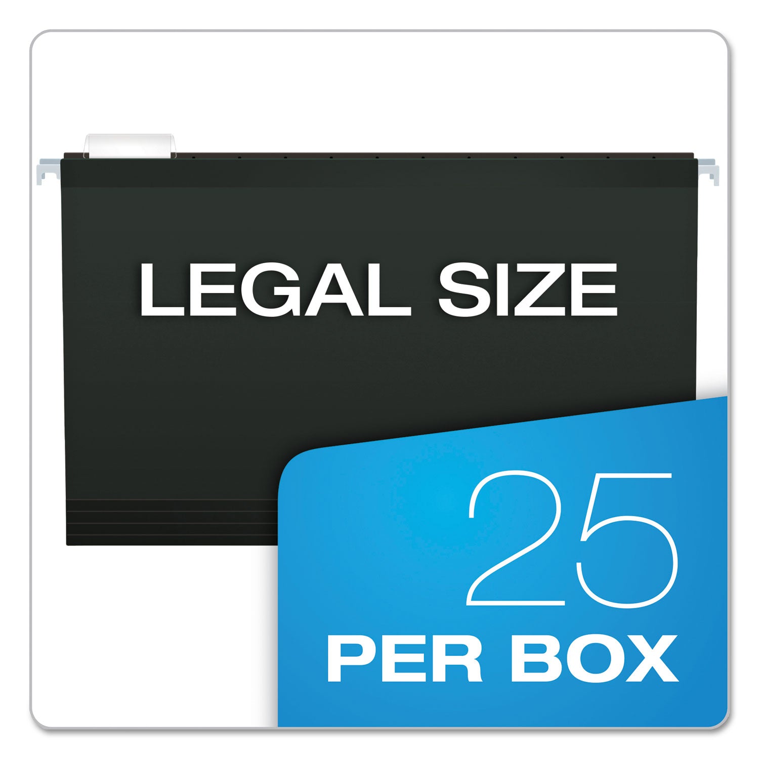 Colored Reinforced Hanging Folders, Legal Size, 1/5-Cut Tabs, Black, 25/Box - 