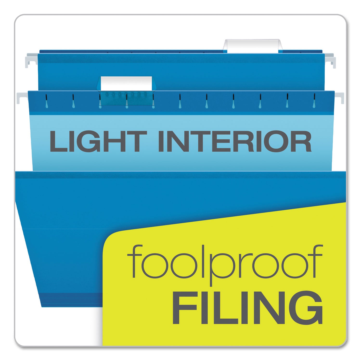 Colored Reinforced Hanging Folders, Legal Size, 1/5-Cut Tabs, Blue, 25/Box - 